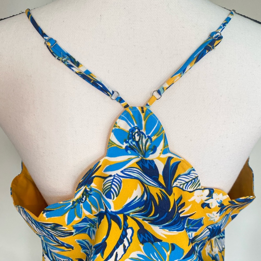 J. Crew Floral scalloped spaghetti strap cami top size 8 Blue Yellow - Picture 10 of 17